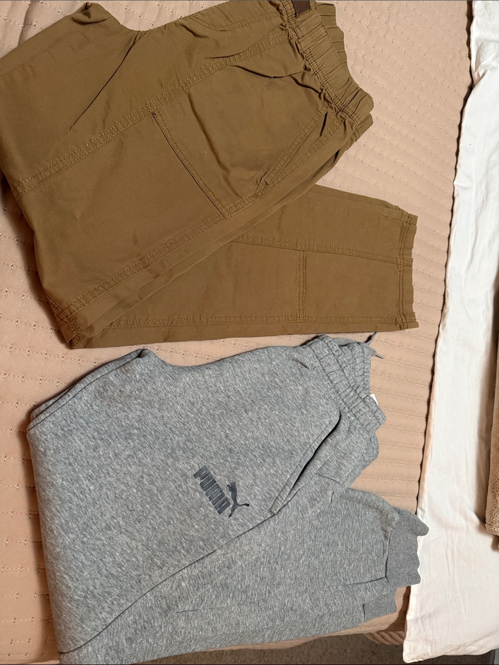 Pants bundle. Puma Men's Gray Jogger Sweatpants with Logo n Arizona beige pants
